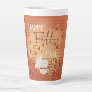 Happy Fall Y'all with Coffee and Autumn Leaves Latte Mug