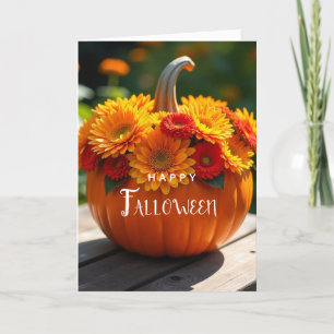 Happy FALLOWEEN Blank Inside Watercolor Pumpkin Card