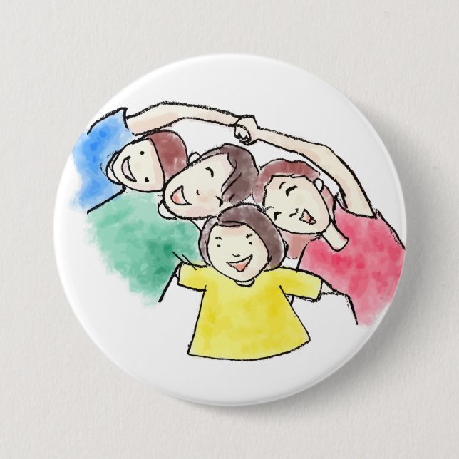 Happy Family 3 Inch Round Button (Front)