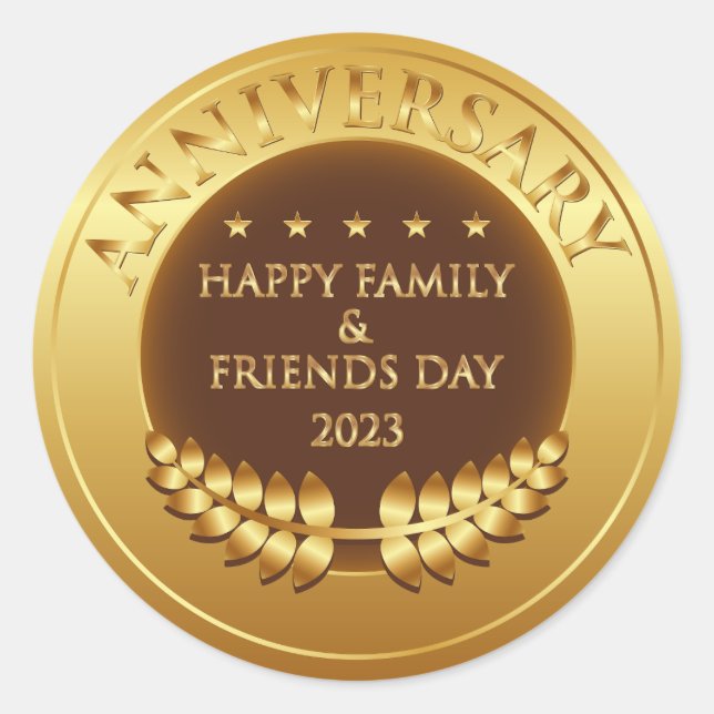 Happy Family And Friends Day 2023 Classic Round Sticker (Front)
