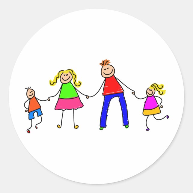 Happy Family Classic Round Sticker (Front)