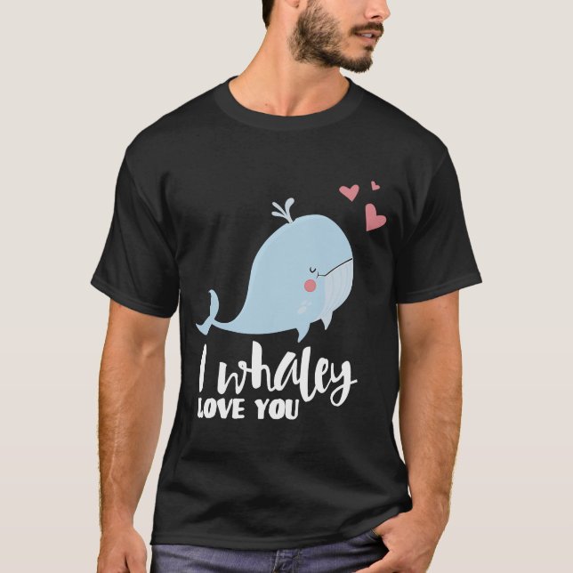 Happy Family Cute Boy I Whaley Love You Valentine' T-Shirt (Front)