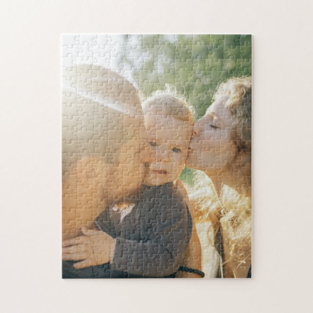 Happy Family Kiss Personalized Custom Photo  Jigsaw Puzzle (Vertical)