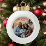 Happy Family Photo Keepsake  Ceramic Ball Christmas Ornament<br><div class="desc">This elegant ornament beautifully displays your treasured family photo,  framed in a timeless ceramic design. Perfect for celebrating the joy of togetherness during the holiday season,  this keepsake ornament adds a personal touch to your Christmas tree and becomes a cherished memory for years to come.</div>