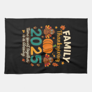 Happy Family Thanksgiving Together 2025 Kitchen Towel