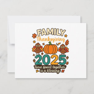 Happy Family Thanksgiving Together 2025 Thank You Card