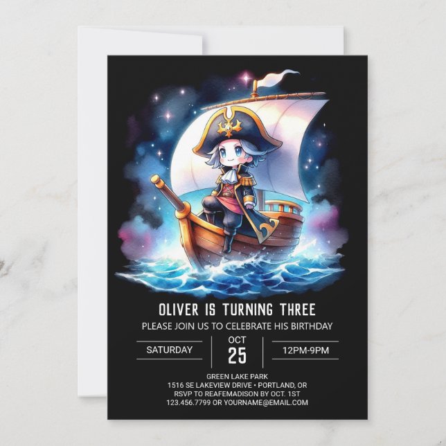 Happy Fantasy Pirate Birthday Invitation (Front)