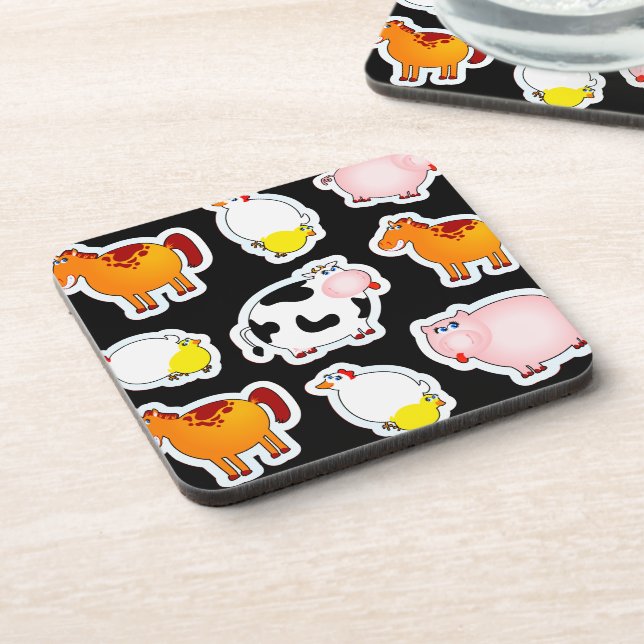 Happy farm background, cork coaster (Left Side)