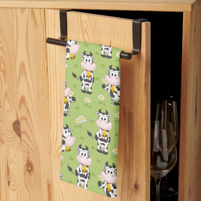 Happy Farm Cows Kitchen Towel (Thirds Fold)