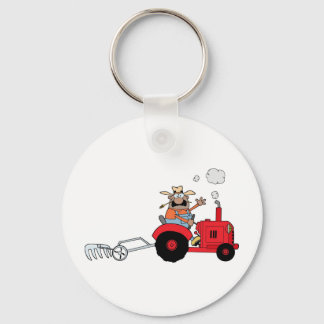 Happy Farmer using a Tractor Keychain