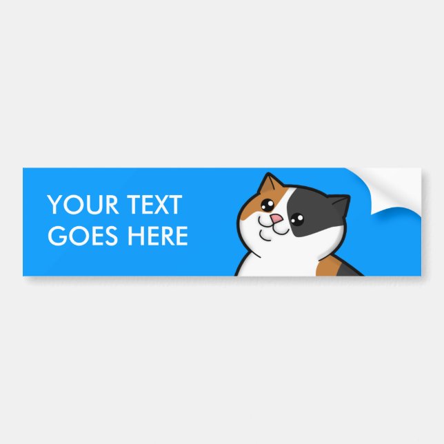 Happy Fat Calico Cat Personalized Bumper Sticker (Front)
