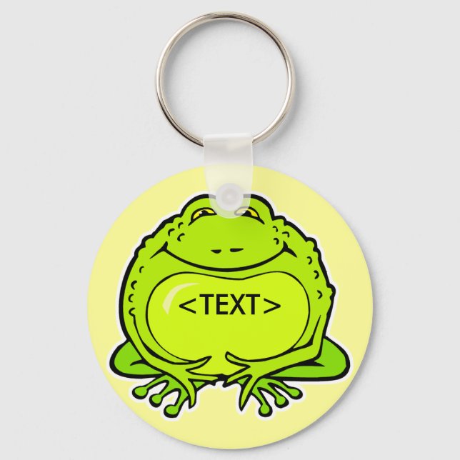 happy fat frog, <TEXT> Keychain (Front)