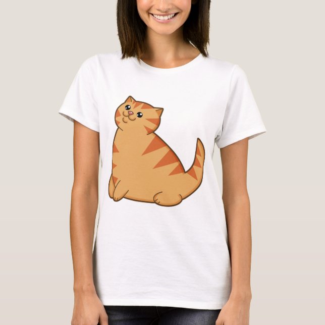 Happy Fat Orange Cat T-Shirt (Front)