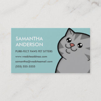 Happy Fat Silver Tabby Personalized Business Cards