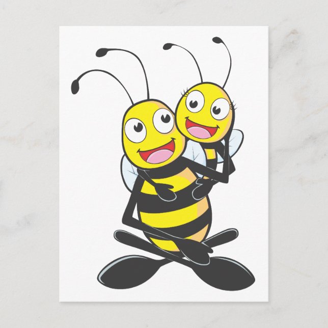 Happy Father and Daughter Bee Postcard (Front)