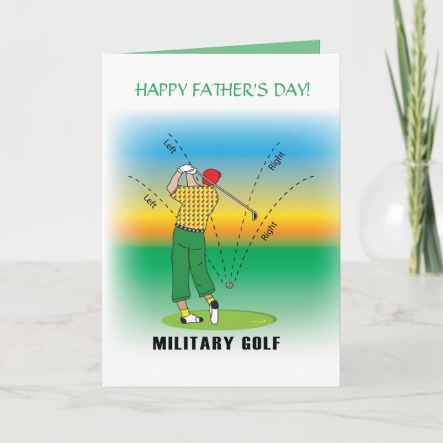 Happy Father' Day - GOLF - Military Style Card (Front)