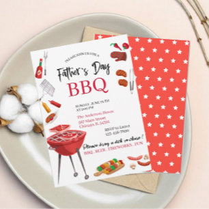 Happy father`s day bbq watercolor Invitation