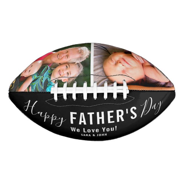 Happy Father’s Day Black 2 Photos Modern Name Football (Front)
