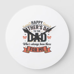 Happy Father’s Day Dad Vintage Typography Large Clock