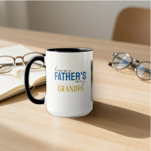 Happy Father’s Day Grandpa We Love You Blue Photo Mug