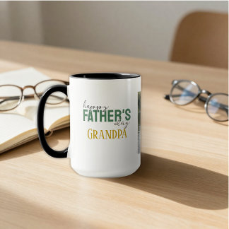 Happy Father’s Day Grandpa We Love You Green Photo Mug