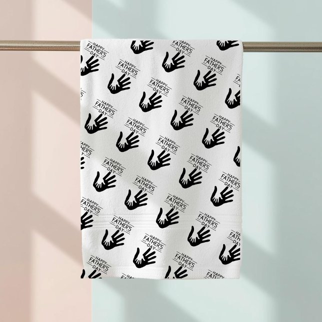 Happy Father’s Day Handprint Bath Towel (Creator Uploaded)