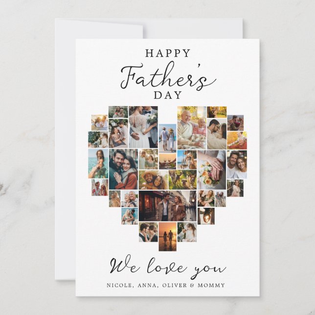 Happy Father‘s Day Heart Photo Collage Family Love Invitation (Front)