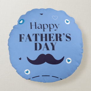 Happy Father’s Day – Moustache & Heart Design Round Pillow