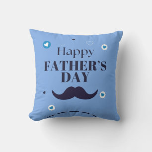 Happy Father’s Day – Moustache & Heart Design Throw Pillow