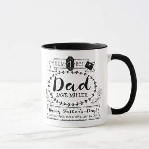 Happy Father’s Day Number 1 One Dad Monogram Logo Mug