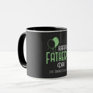 Happy Father’s Day with Green Balloons & Names Mug