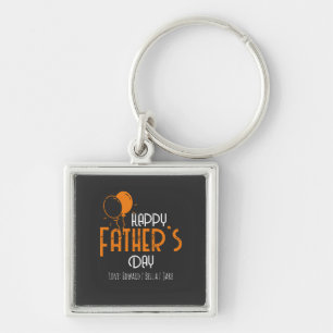 Happy Father’s Day with Orange Balloons & Names Keychain