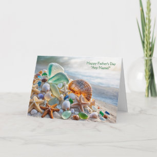 Happy Fathers Custom Name Personalized with Beach Card