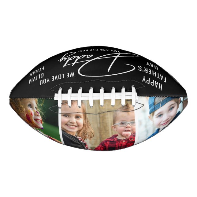  Happy Father's Day 3 Photo Collage Personalized Football (Front)