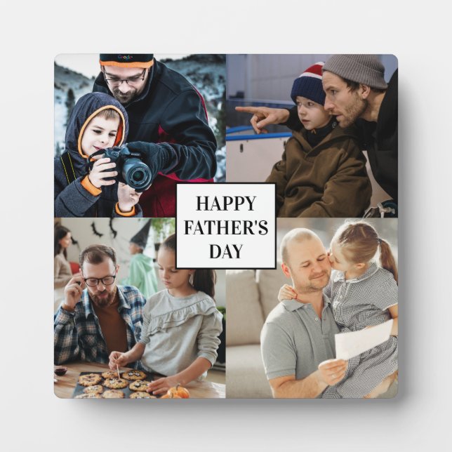 Happy Father's Day 4 Photo Collage personalized  P Plaque (Front)