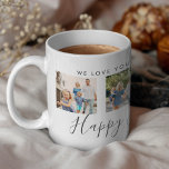 Happy Father's Day 4 Photo Custom White Coffee Mug<br><div class="desc">Happy Father's Day script font with 4 family photo slots along with a custom message for your number 1 Dad.</div>