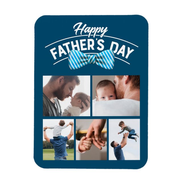 Happy Fathers Day 5 Photo Collage Magnet (Vertical)