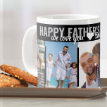 Happy Fathers Day 5 Photo Headline Typography Large Coffee Mug<br><div class="desc">Personalized Father's Day photo mug with oversized headline typography and brush script. The photo template is set up for you to add 5 of your favourite photos. The wording currently reads "happy father's day 20##" and "we love you ♥ [name(s)]" all of which can be customized as you wish. Modern...</div>