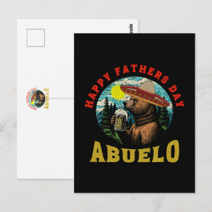 Happy Father's Day Abuelo Beer Mug Bear Sombrero  Postcard