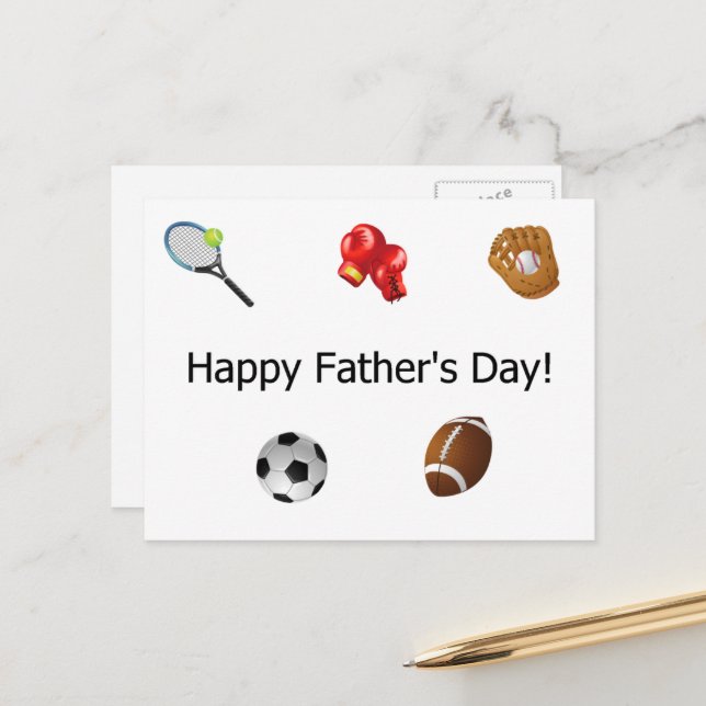 Happy Father's Day All Around Greatest Sports Dad Postcard (Front/Back In Situ)