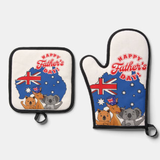 Happy Father's Day Australia Oven Mitt & Pot Holder Set