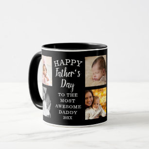 Happy Father's Day Awesome Daddy 8 Photo Black Mug