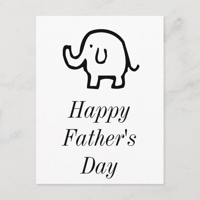 Happy Fathers Day Baby Elephant Cute Simple Custom Holiday Postcard (Front)