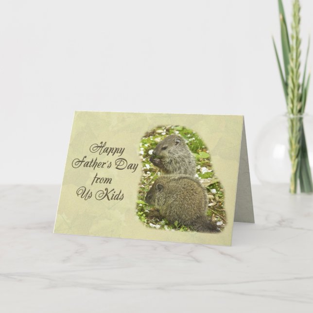 Happy Father's Day - Baby Groundhogs Card (Front)
