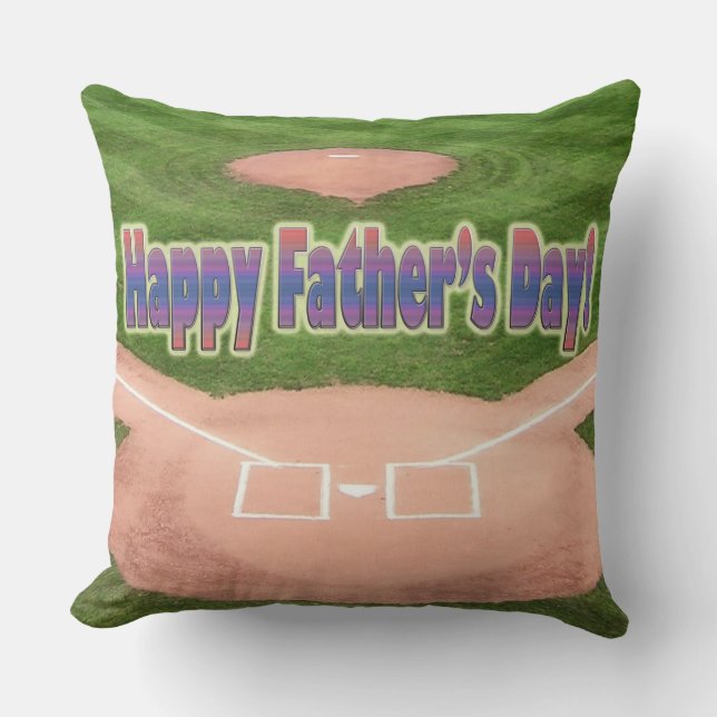 Happy Fathers Day Baseball Throw Pillow (Front)