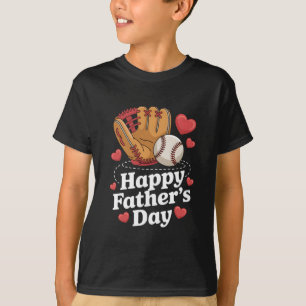 Happy Fathers Day Baseball Toddler Heart Kids Boys T-Shirt