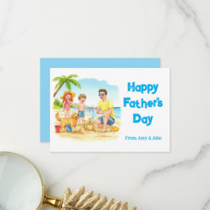 Happy Father's Day Beach Family Vacation Thank You Card