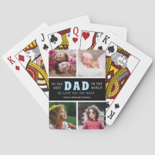 Happy Father's Day Best Dad 4 Photo Collage Playing Cards
