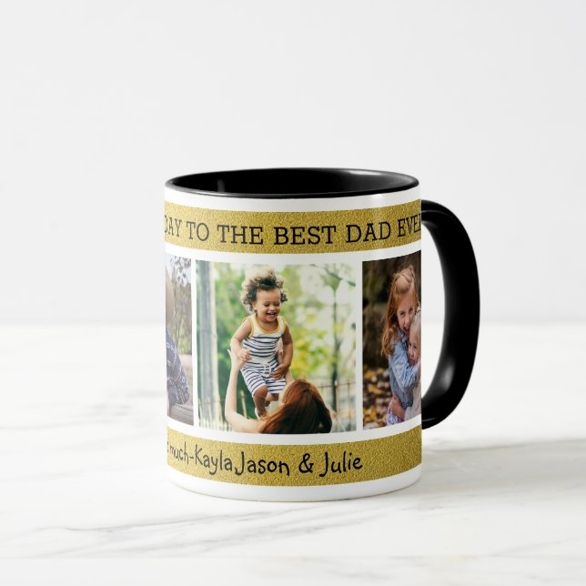 Happy Father's Day  Best Dad Ever 4 Photo Collage Mug (Front Right)