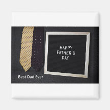 Happy Father's Day Best Dad Ever Black Magnet 